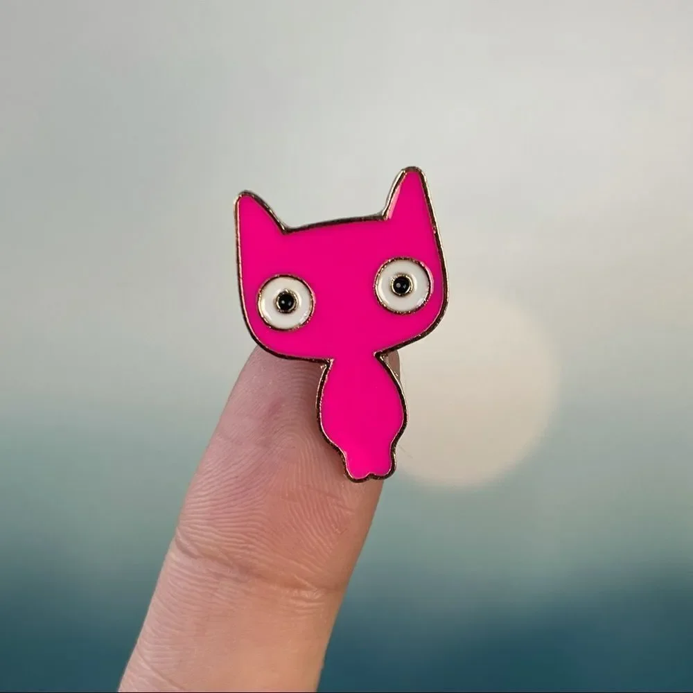 Pink Anime Kitty Enamel Pin/ Brooch Lapel